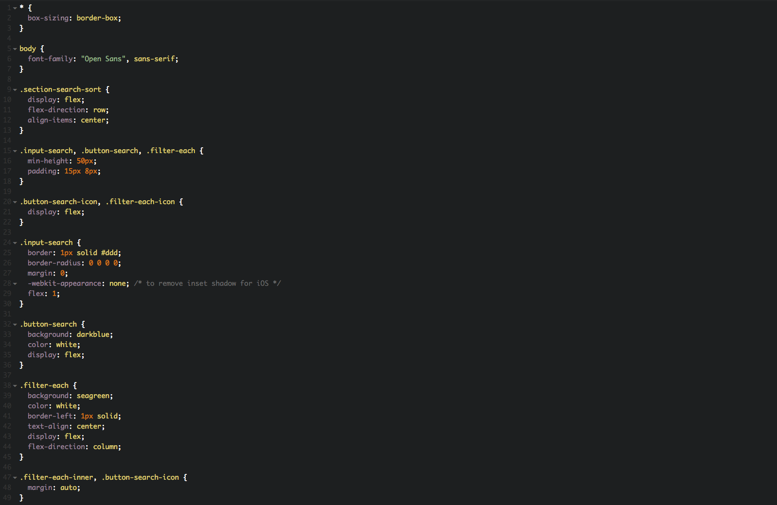 Code for Flexbox